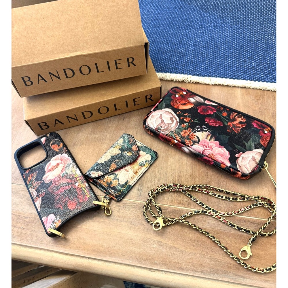 Bandolier Rea Magnet Crossbody Phone Case Pouch CECI Black FLORAL iPhone 16 Pro